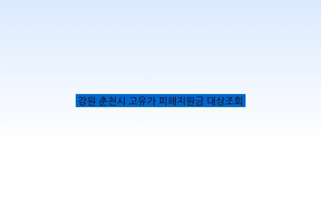 강원 춘천시 고유가 피해지원금 대상조회