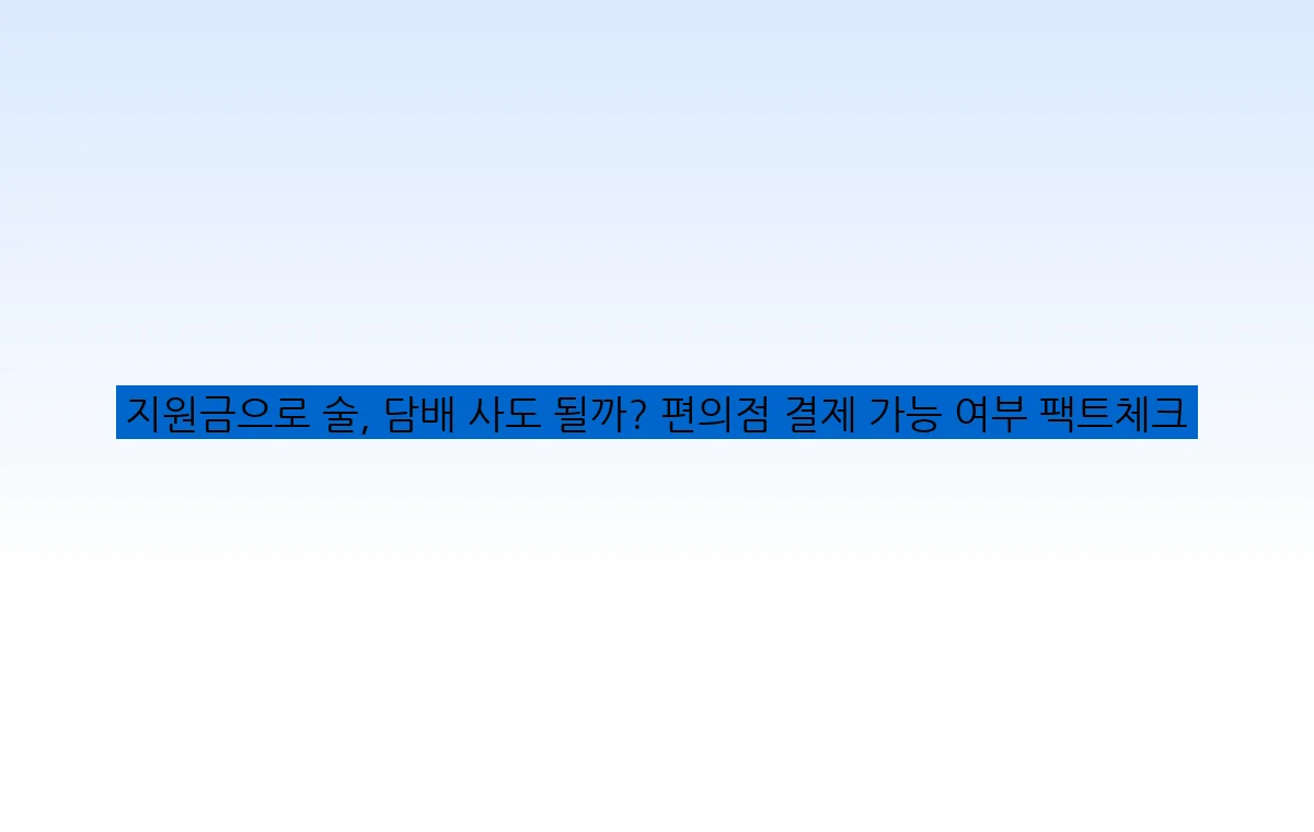 지원금으로 술, 담배 사도 될까? 편의점 결제 가능 여부 팩트체크