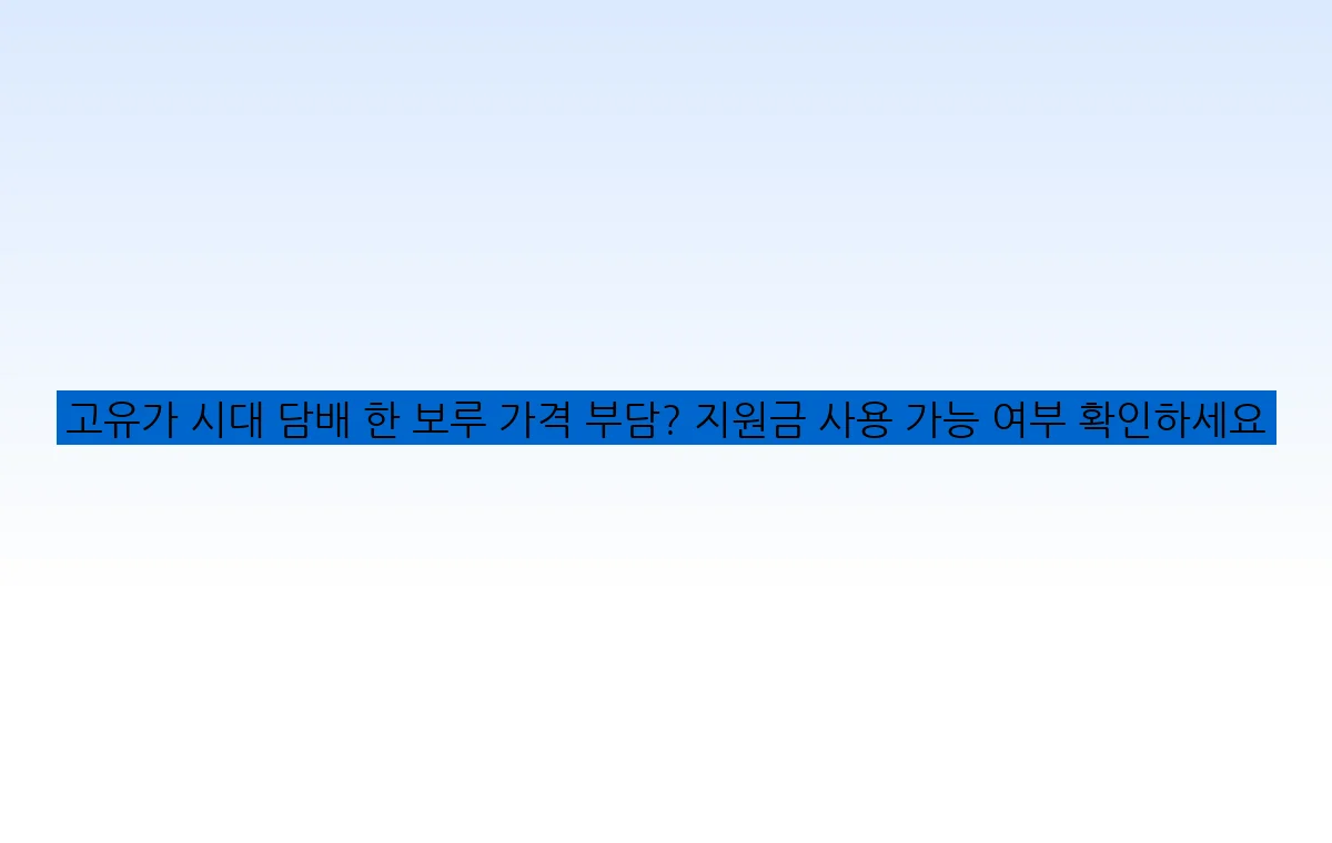 고유가 시대 담배 한 보루 가격 부담? 지원금 사용 가능 여부 확인하세요