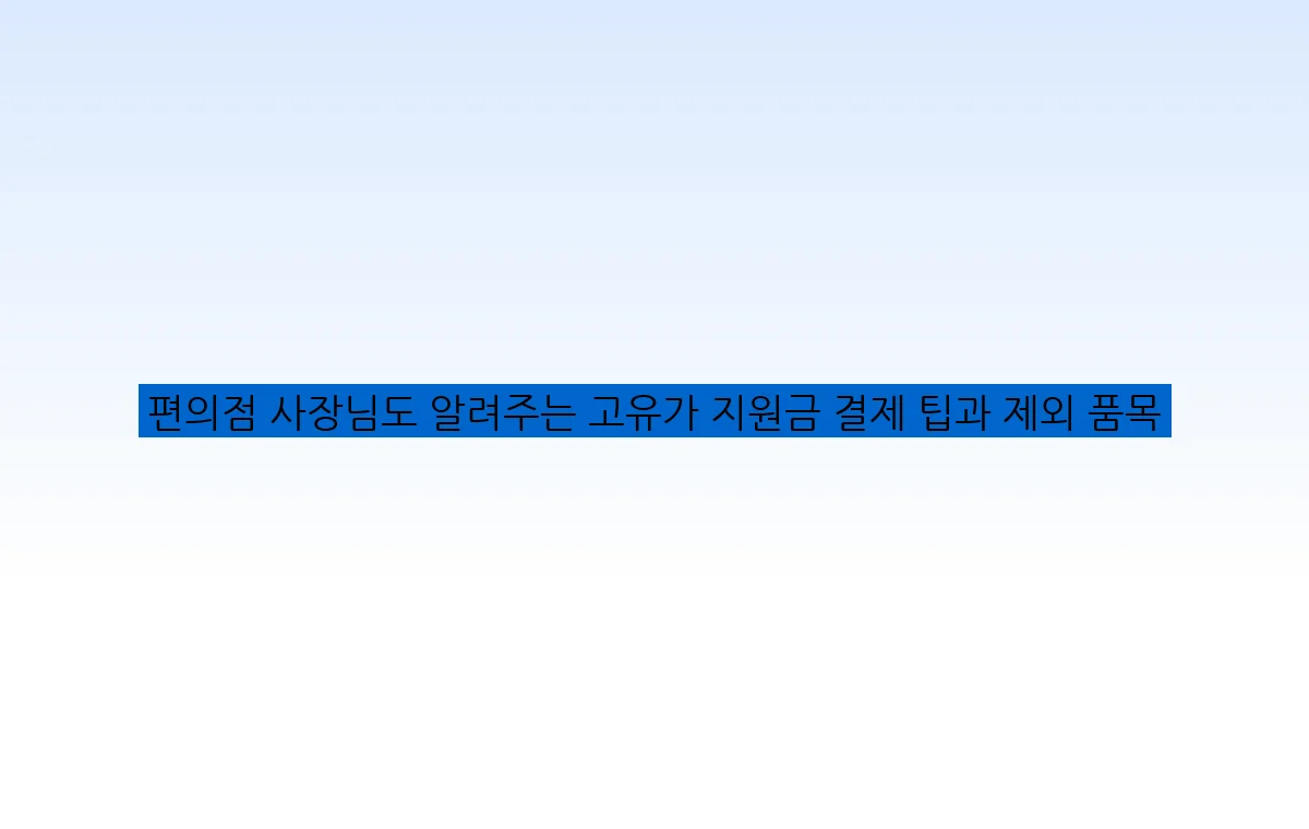 편의점 사장님도 알려주는 고유가 지원금 결제 팁과 제외 품목