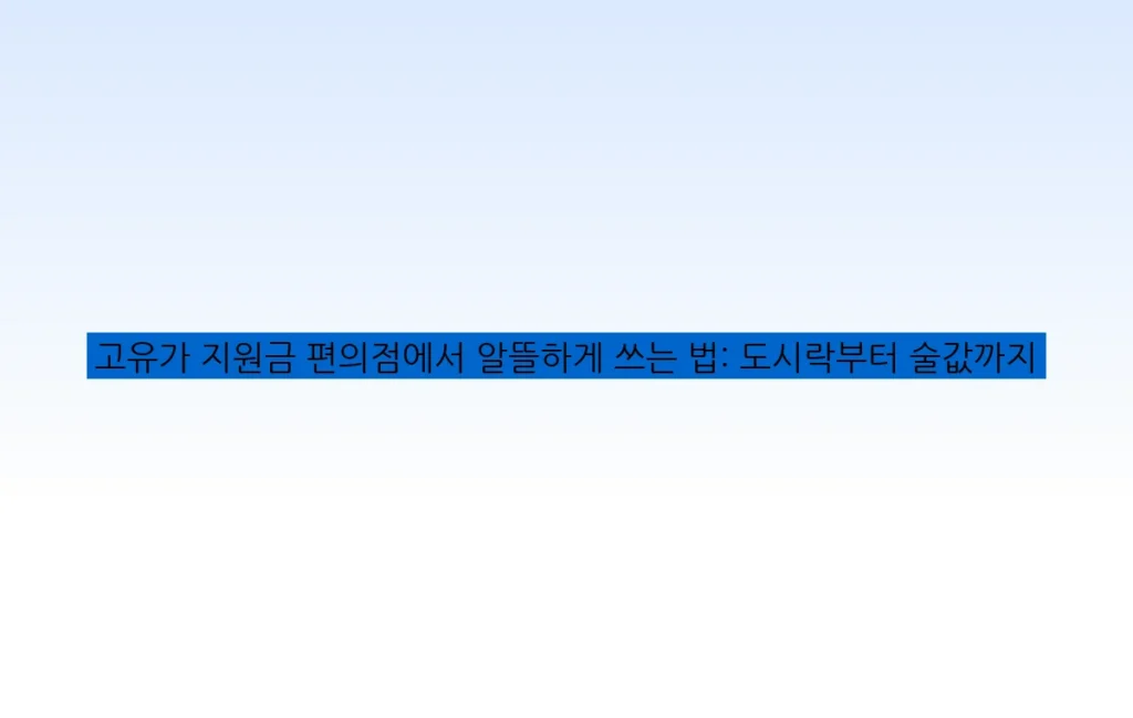 고유가 지원금 편의점에서 알뜰하게 쓰는 법: 도시락부터 술값까지