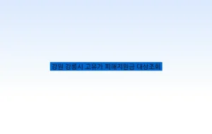 강원 강릉시 고유가 피해지원금 대상조회