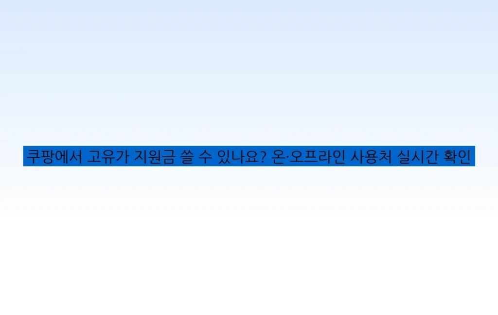 쿠팡에서 고유가 지원금 쓸 수 있나요? 온·오프라인 사용처 실시간 확인