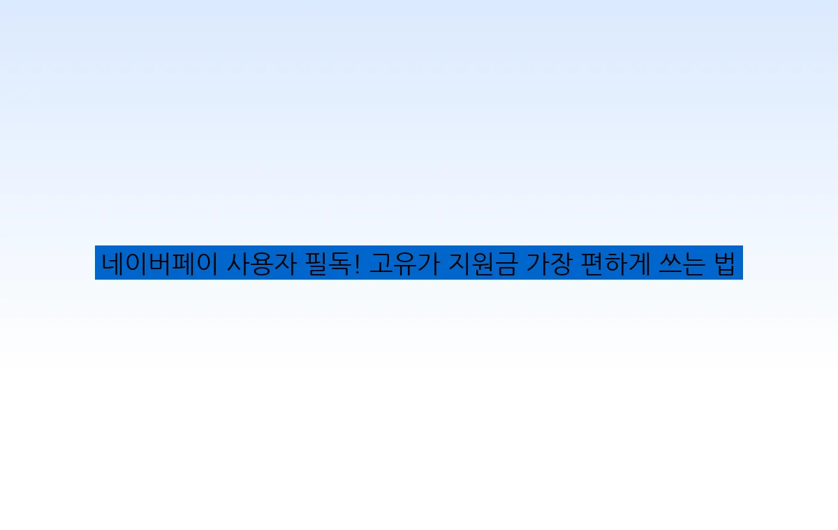 네이버페이 사용자 필독! 고유가 지원금 가장 편하게 쓰는 법