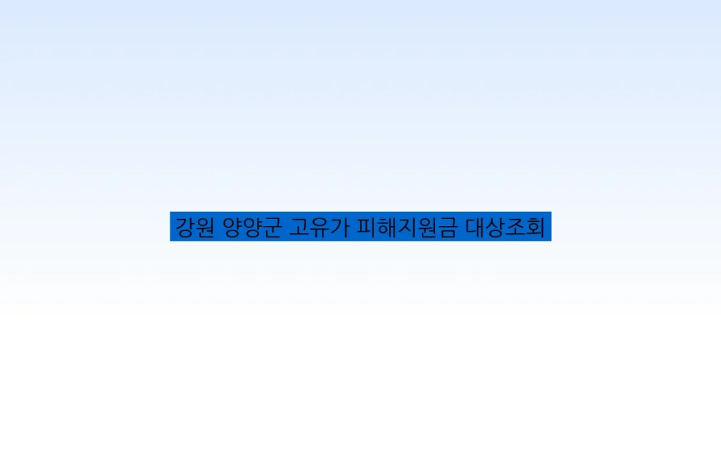 강원 양양군 고유가 피해지원금 대상조회