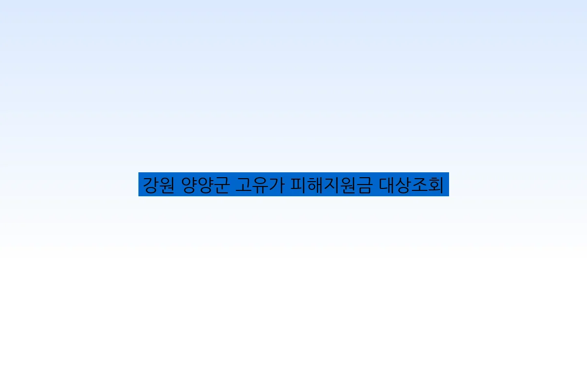 강원 양양군 고유가 피해지원금 대상조회