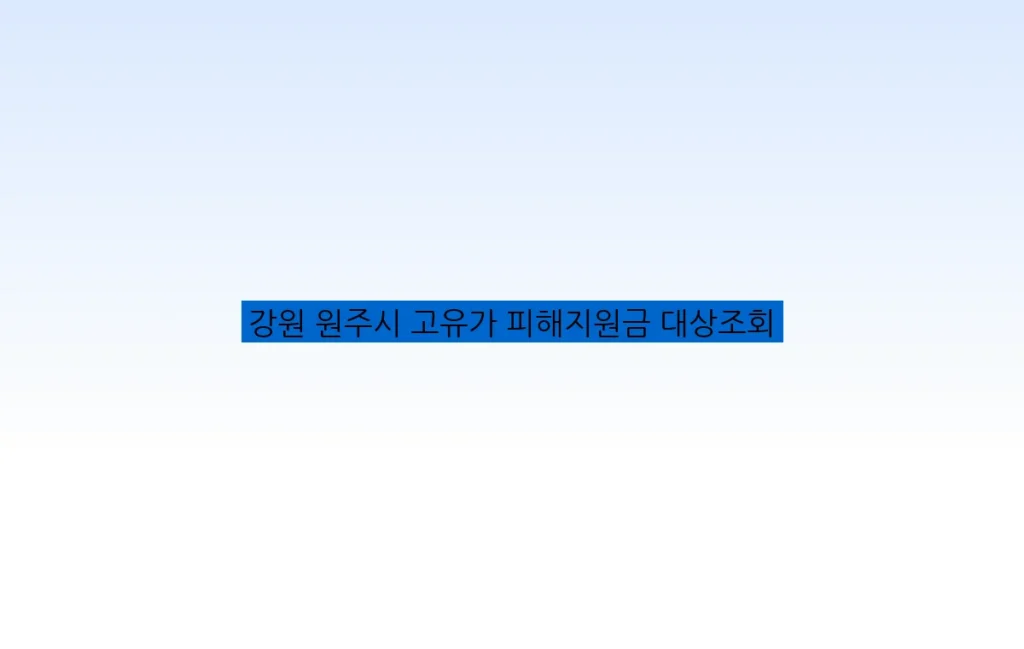 강원 원주시 고유가 피해지원금 대상조회