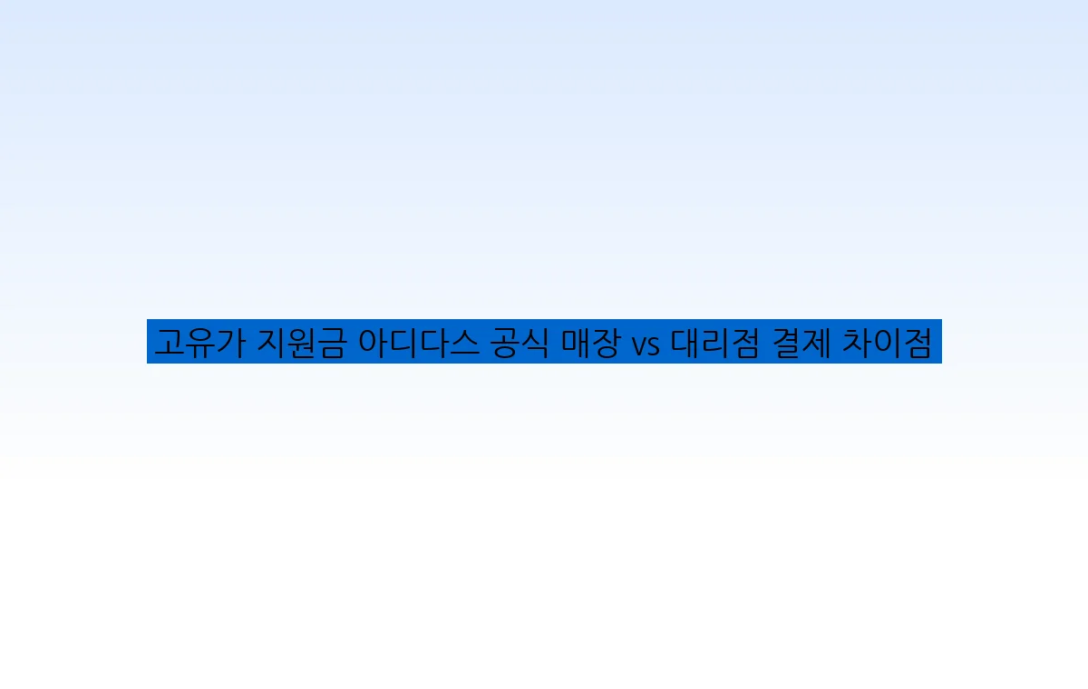 고유가 지원금 아디다스 공식 매장 vs 대리점 결제 차이점