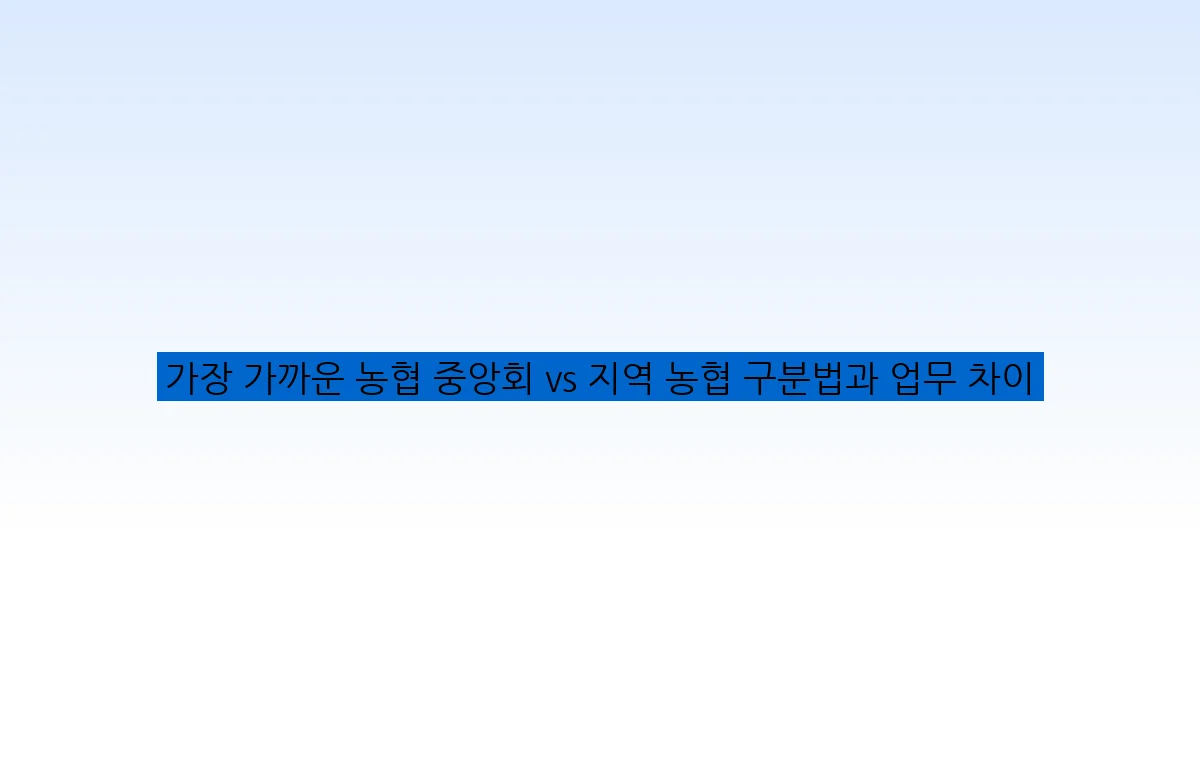 가장 가까운 농협 중앙회 vs 지역 농협 구분법과 업무 차이