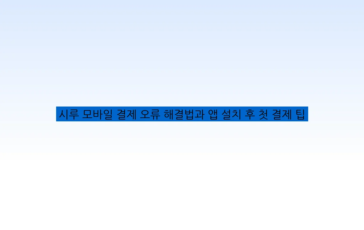 시루 모바일 결제 오류 해결법과 앱 설치 후 첫 결제 팁